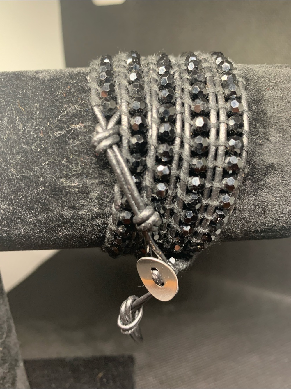 Chan LUU Black Crystal Beaded Wrap Bracelet